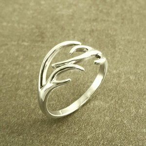 Deer Antler Ring, Sterling Silver Ring, Opened Ring, Dainty Ring, Adjustable